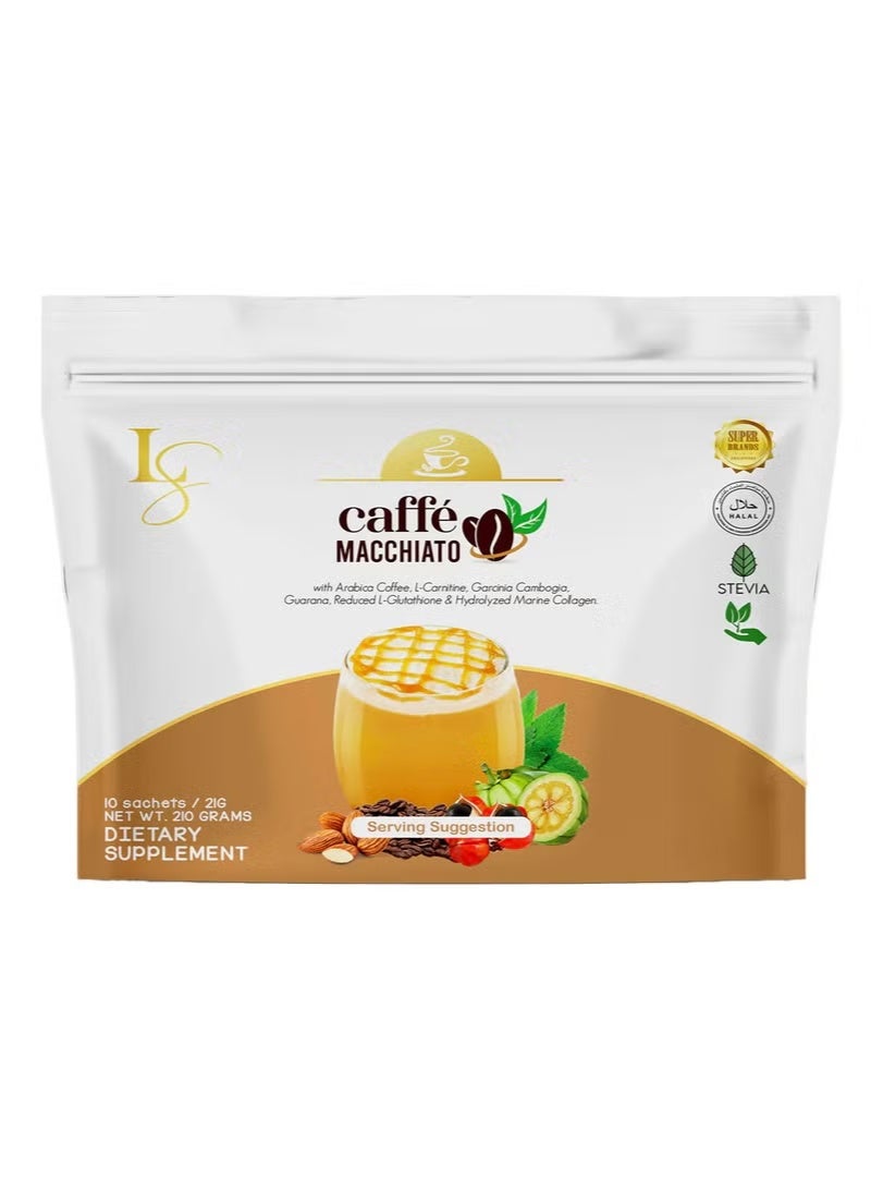 Luxe Slim Macchiato Lux Slim Coffee – Premium Arabica Coffee with Glutathione & Collagen (10 Sachets x 21g)