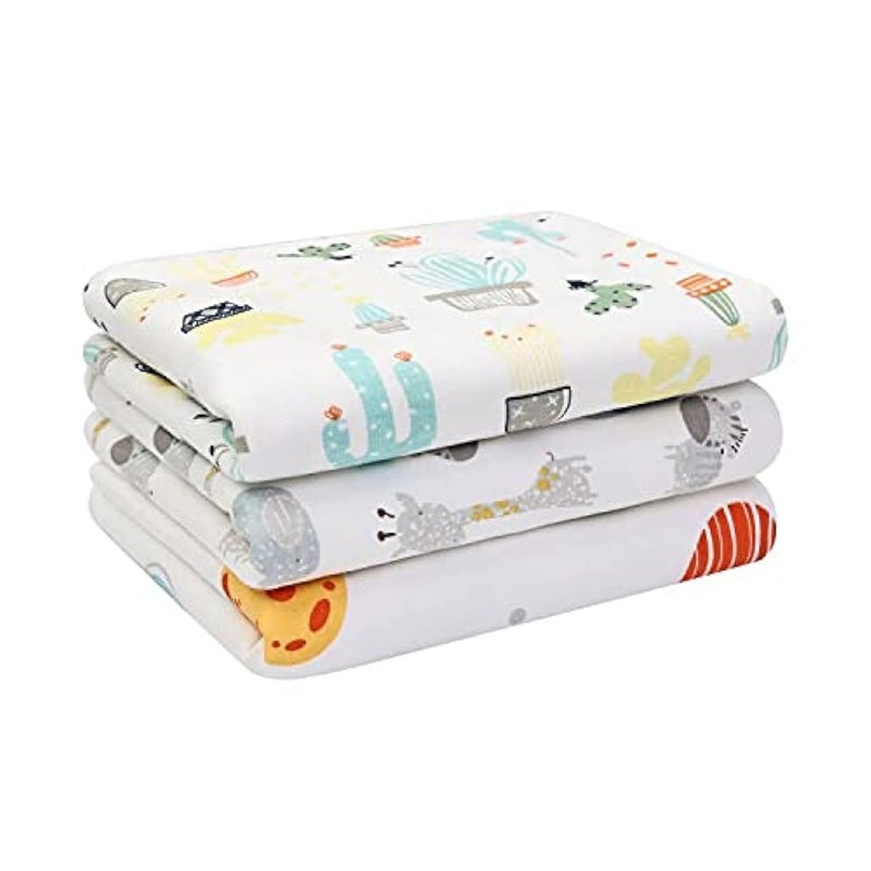 FOOK FISH Baby Diaper Changing Pad Liners(22X27.5 inches) Soft Cotton Waterproof Changing Mat for Baby Underpads Mattress Mat Sheet Protector Portable Reusable Urine Pads for Travel Gear Pack of 3 - Image 1