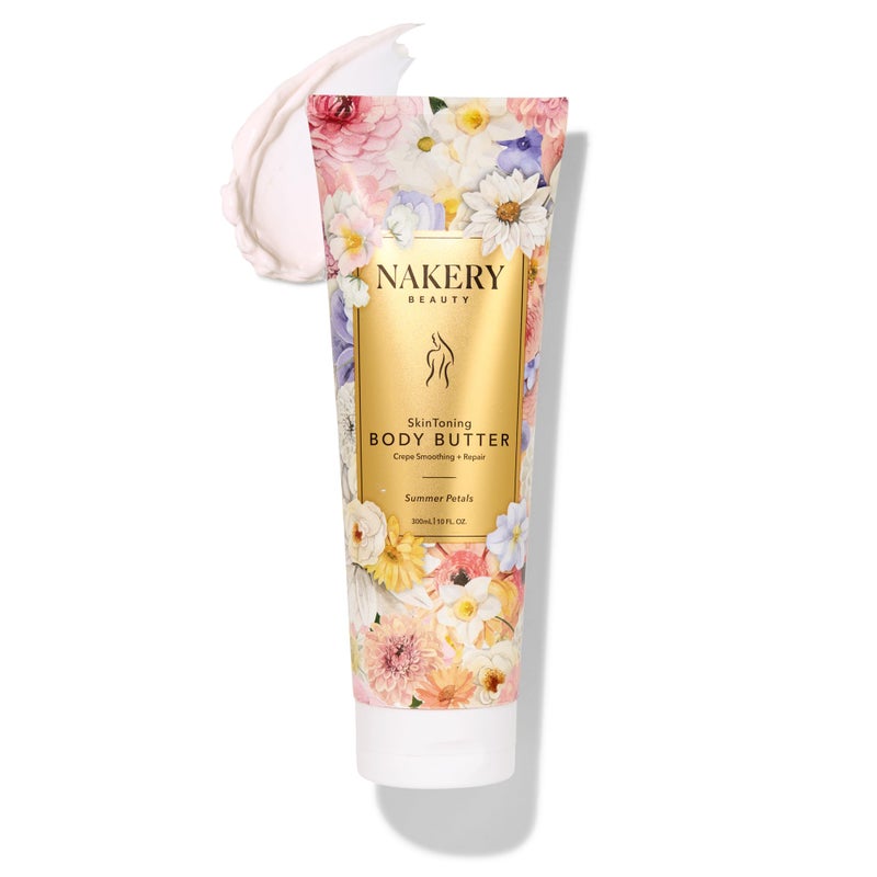 Nakery Skin Toning Body Butter for Women - Firming Body Lotion for Women - Peptide Infused Body Lotion for Crepey & Sagging Skin - Firming Lotion for Neck, Arms & Legs - Summer Petals - Image 1