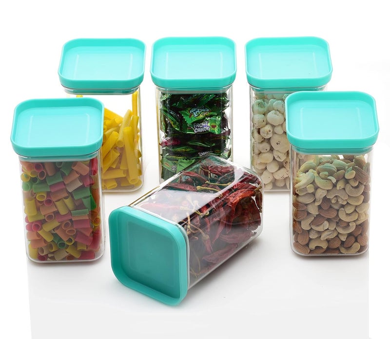 Entisia Plastic Containers for Kitchen Storage Airtight BPA Free Storage Boxes for Kitchen Square Shaped Classical Jar to Store Grocery Masala Snacks for Home Kitchen 1100ml 4 Pcs - Image 5