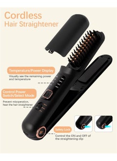 General Cordless Hair Straightening Brush, 2-in-1 Upgraded Portable Hair Straightening Brush, Fast Heat 3 Heat Settings, USB Charging Cordless Hair Straightener for Traveling  - Image 5