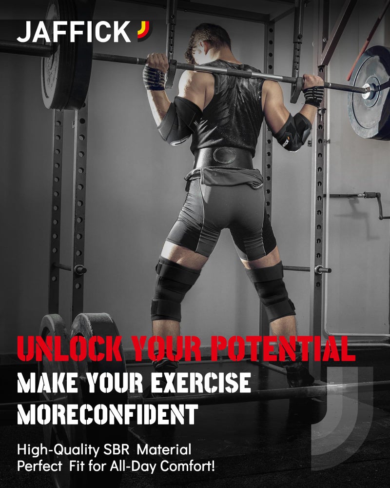 Jaffick Weightlifting Elbow Brace(1 Pair) - Elbow Sleeve with Dual Adjustable Compression Straps for Bench Press, Powerlifting, Pressing, Men & Women (Black, XL) - Image 5