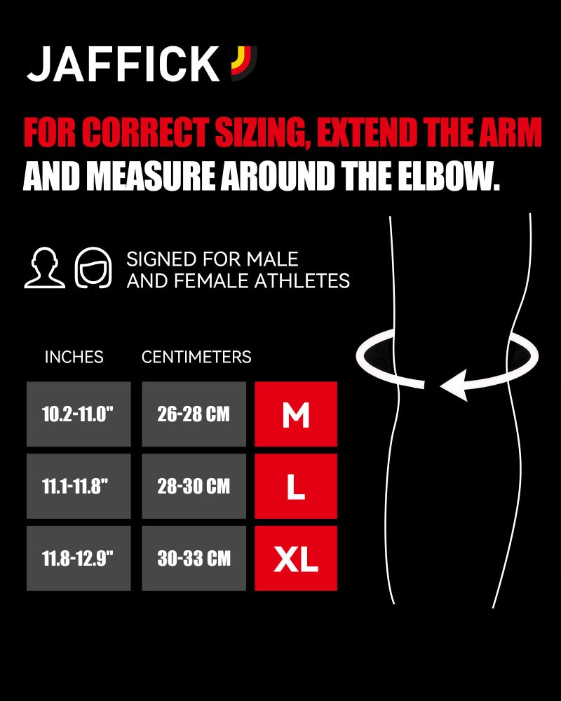 Jaffick Weightlifting Elbow Brace(1 Pair) - Elbow Sleeve with Dual Adjustable Compression Straps for Bench Press, Powerlifting, Pressing, Men & Women (Black, XL) - Image 2