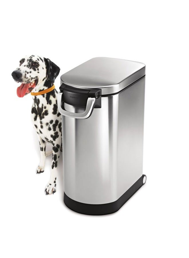 simplehuman حاوية تخزين طعام الحيوانات الأليفة بسعة 30 لتر ووزن 32 رطل / 14.5 كجم لطعام الكلاب، وطعام القطط، وعلف الطيور، من الفولاذ المقاوم للصدأ المصقول - Image 1