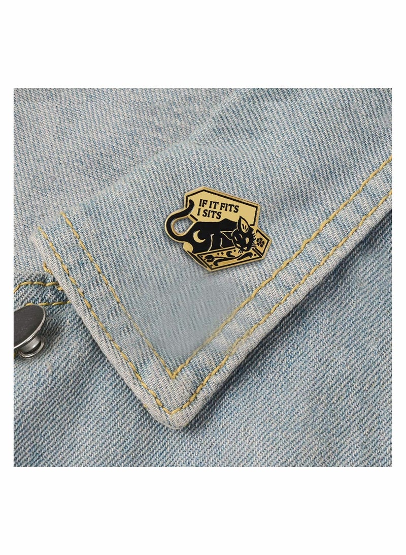 Excefore Cute Enamel Cat and Book Pins Set, Brooch Pins Cartoon Brooch Pins Lapel Badges for Clothing Bags Sweater Shirt Jacket Backpack Accessory DIY Crafts (Black, 5pcs) - Image 5