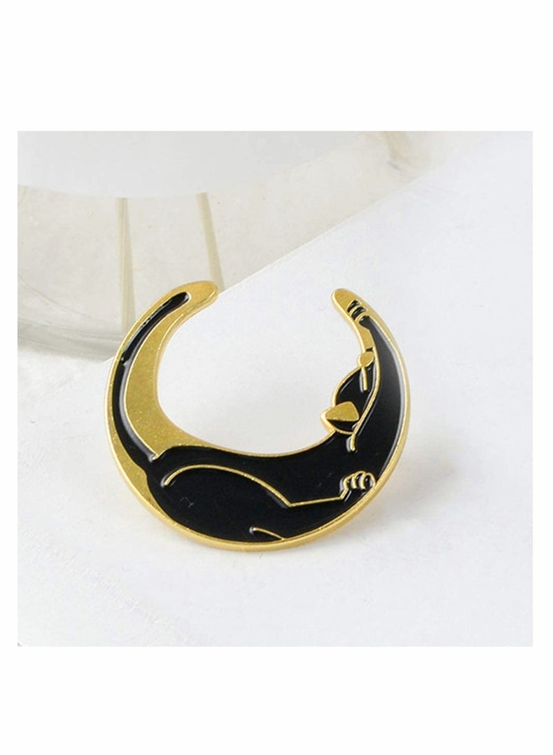 Excefore Cute Enamel Cat and Book Pins Set, Brooch Pins Cartoon Brooch Pins Lapel Badges for Clothing Bags Sweater Shirt Jacket Backpack Accessory DIY Crafts (Black, 5pcs) - Image 3