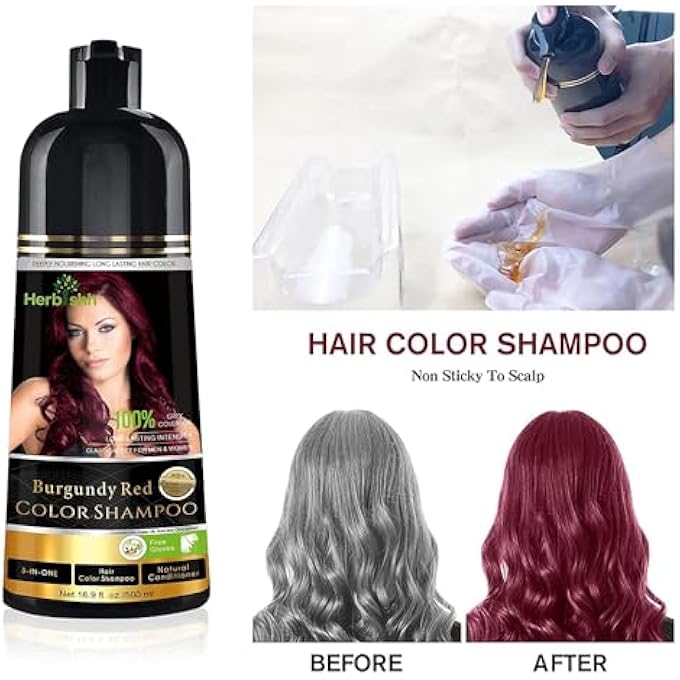 Herbishh AFTER COLOR SHAMPOO COMBO CONTAINS HAIR COLOR SHAMPOO HAIR DYE 500ML ARGAN OIL 30ML PRO KERATIN AND ARGAN HAIR MASK 100GM FOR HAIR STRAIGHTENING, SHINE AND PROTECTION MEN AND WOMEN(BURGUNDY) - Image 3