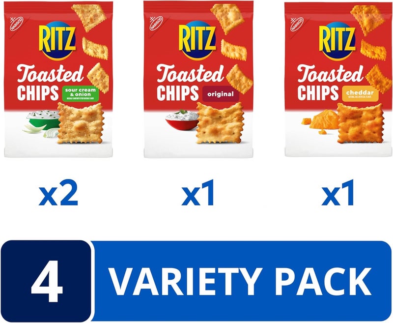 Ritz باقة ريتز من رقائق التوست - جبنة شيدر، كريمة حامضة وبصل، وقطع أصلية - 4 أكياس - Image 3