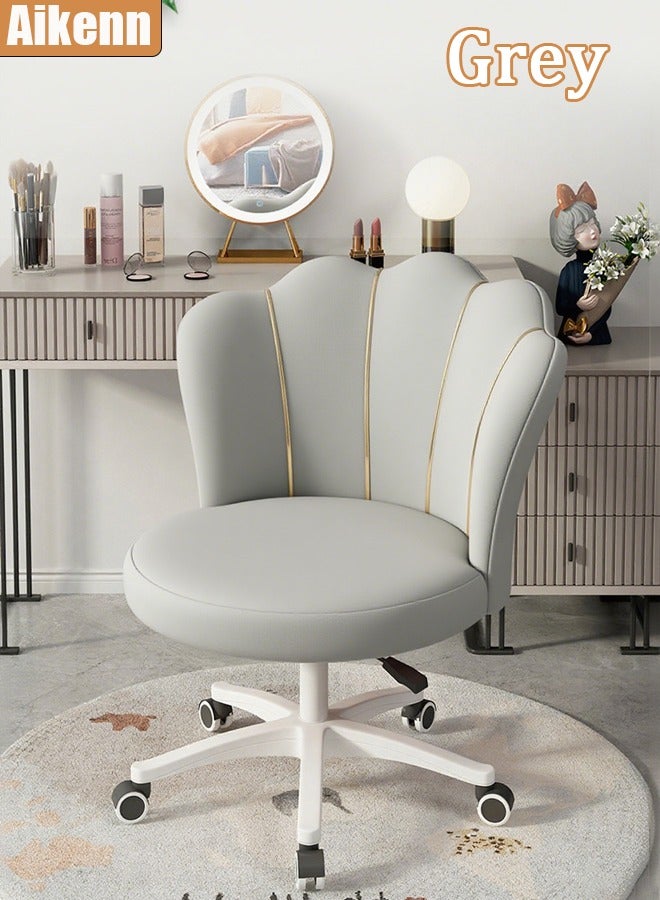 أيكين كرسي عثماني دوار قابل للتعديل؛ كرسي دائري عصري كبير الحجم مع مسند ظهر لغرفة النوم وغرفة المعيشة (رمادي) - Image 1