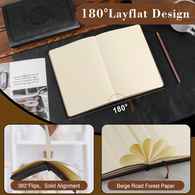Fetinar 300 Pages Leather Blank Journal Notebook,Softcover Leather Blank Journal Notebook for Women Men,300 Pages Notebook for Work,Office,School Note Taking,5.7'' X 8.3'',green - Image 4