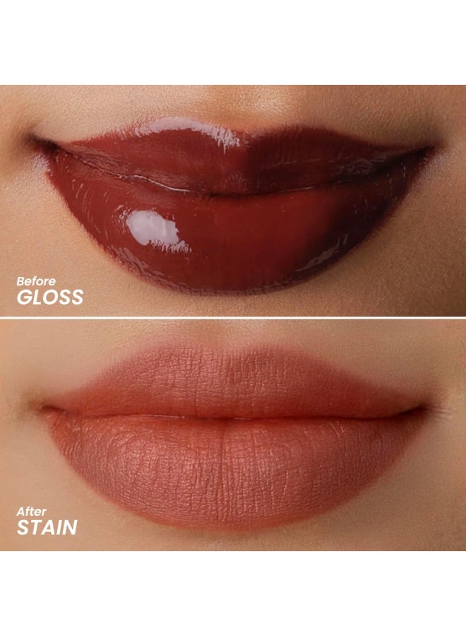 LAMIOR Hydrating Lip Gloss Stain, 2-in-1 Ultra Glossy Shine & Long-Lasting | Lip Tint, Non-Sticky Lightweight High Pigment, Peptide, Astaxanthin & Kakadu Plum Infused, Vegan Cruelty Free(Petal Soak) - Image 3