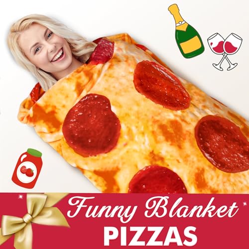 Jorbest Pizza Blanket Adult Size 80 Inches Birthday Gifts for Women Men Mom Teen Boys Girls, Novelty Pizza Throw Blanket Funny Gifts for Adult and Kids, 285 GSM Soft Flannel Fun Food Blanket (Red) - Image 4