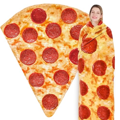 Jorbest Pizza Blanket Adult Size 80 Inches Birthday Gifts for Women Men Mom Teen Boys Girls, Novelty Pizza Throw Blanket Funny Gifts for Adult and Kids, 285 GSM Soft Flannel Fun Food Blanket (Red) - Image 1