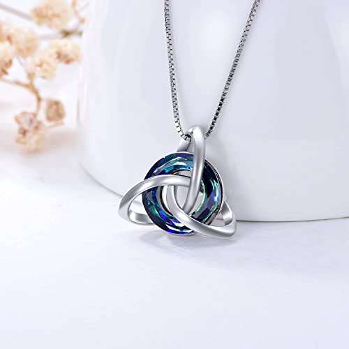 TOUPOP Celtic Knot Necklace Sterling Silver Trinity Knot Pendant with Blue Crystal Luck Irish Celtic Jewelry for Women Anniversary Birthday Gifts for Her - Image 5