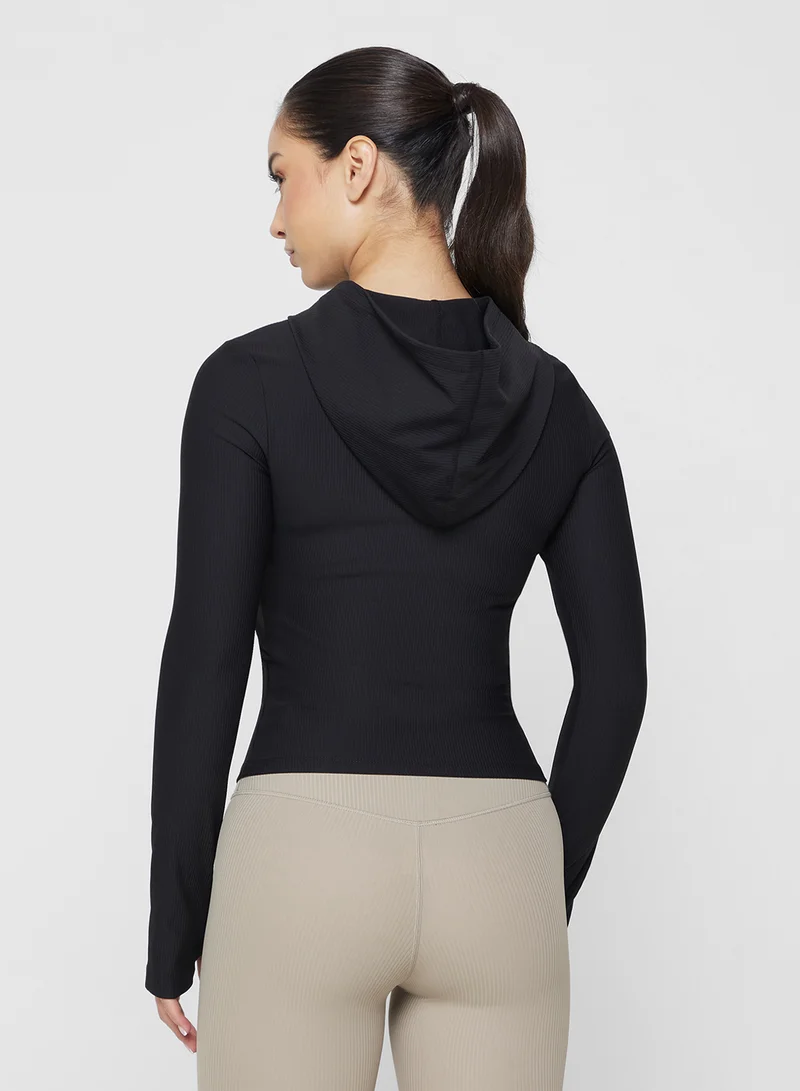فورورد Hooded Sculpted Corset Bodice Zip Up Top