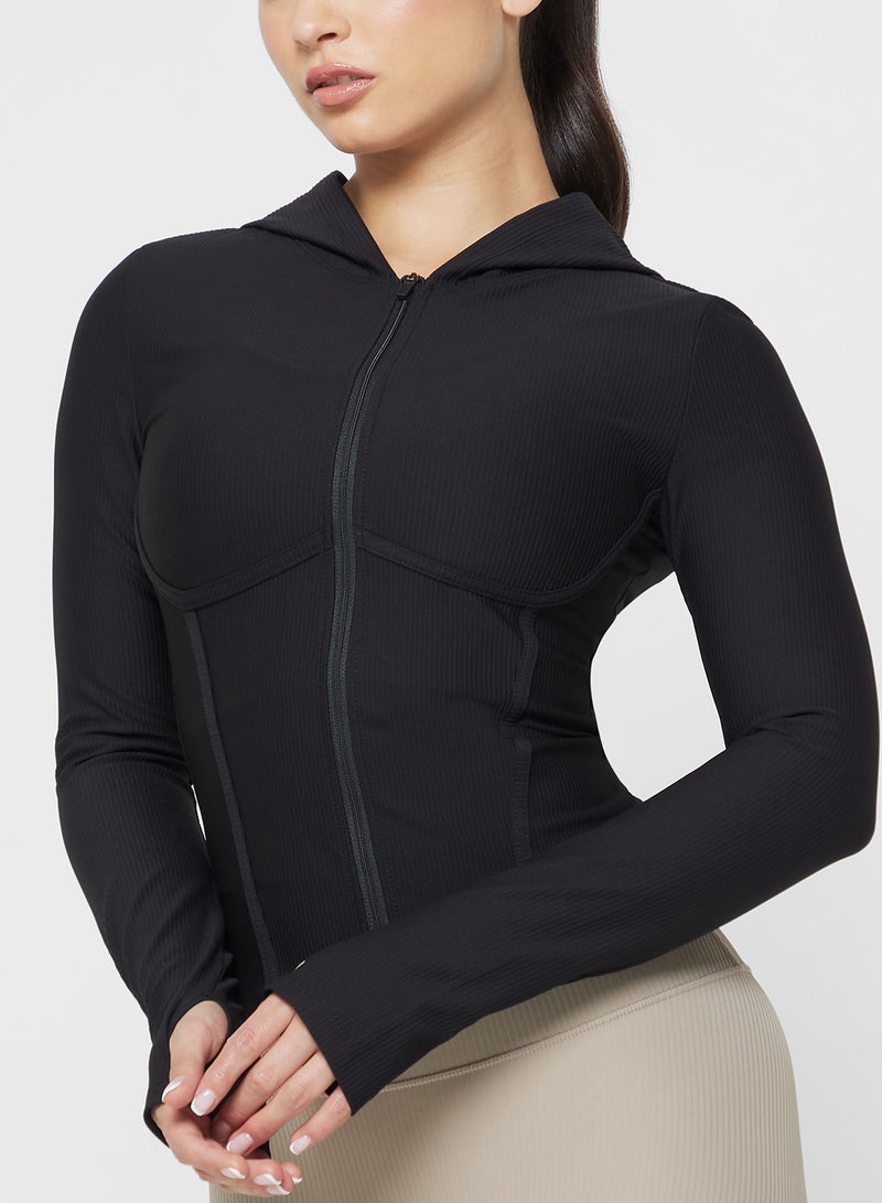 FRWD Hooded Sculpted Corset Bodice Zip Up Top - Image 3