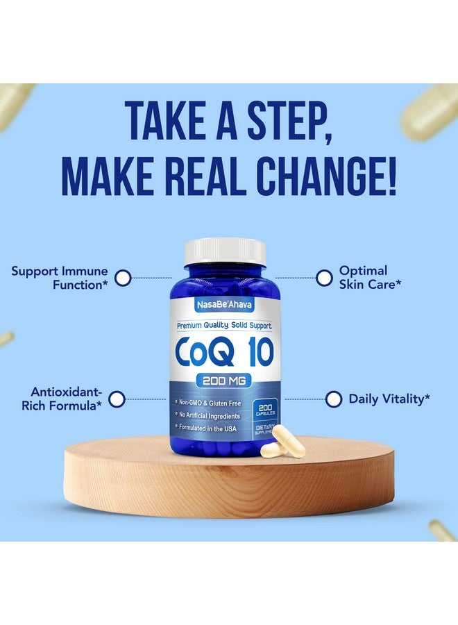 NasaBeahava CoQ10 200mg Capsules | Vegan Friendly Coenzyme Q10 200mg from Easy Absorption Ubiquinone Supplement for Skin Heart and Energy Support | Made in The USA in cGMP Facilities (400 Servings) - Image 3
