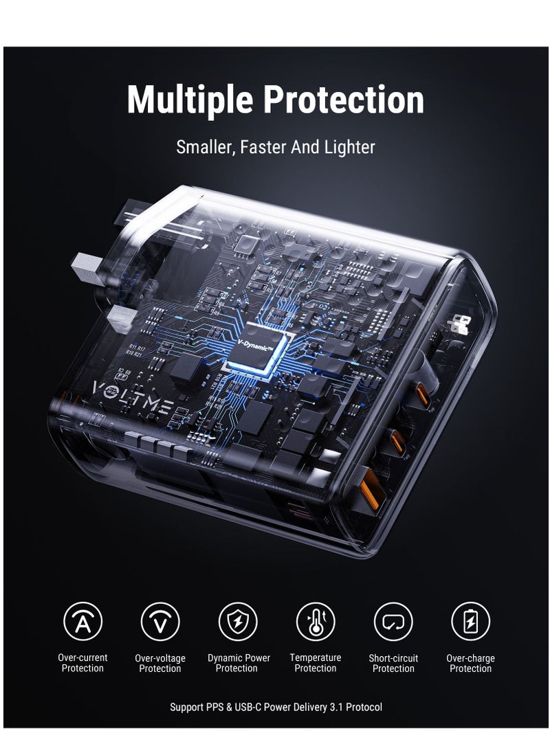 شاحن USB C بقوة 140 وات، محول طاقة PD3.1 PPS، سلسلة 3 منافذ GaN3 شحن فائق السرعة لأجهزة الكمبيوتر المحمول Chromebook، MacBook Pro/Air، iPad Pro، iPhone 15/14/13/12 Series، Galaxy، Steam Deck [أسود]