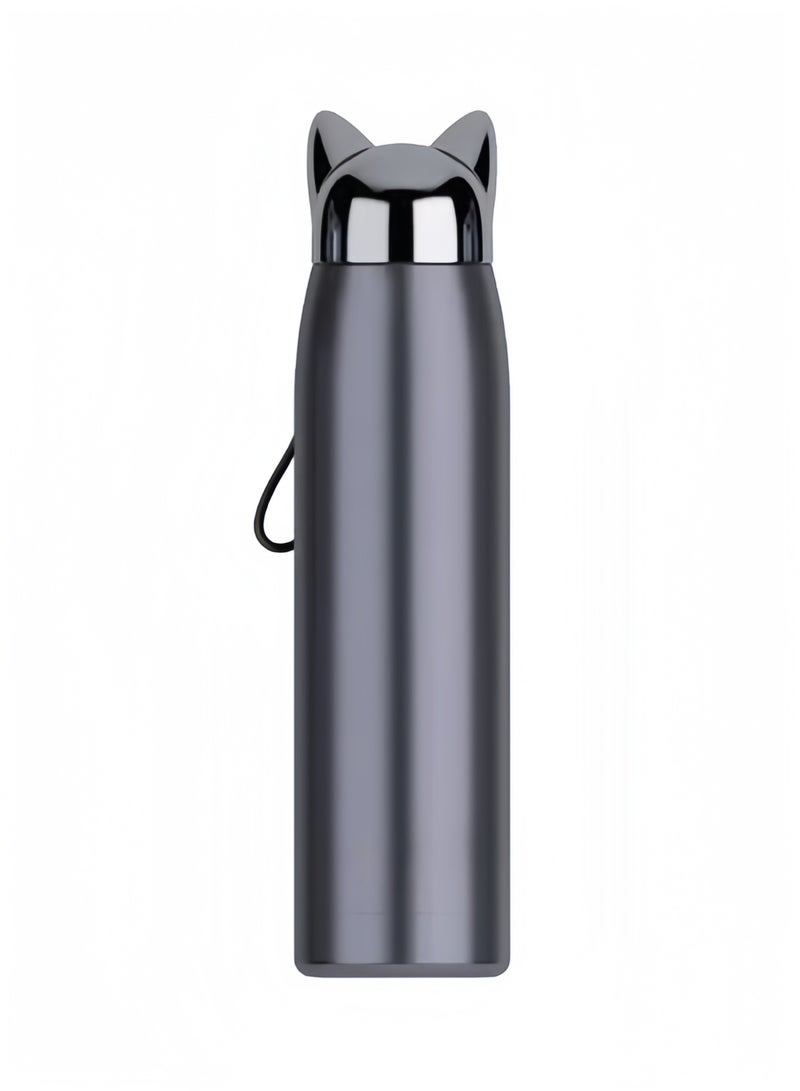 Halamodo 320ml 11oz Wall Hot Water Bottle Stainless Steel Vacuum Flasks,Cute Cats Ear Lid Tumbler Thermal Coffee Tea Travel Mug - Image 1