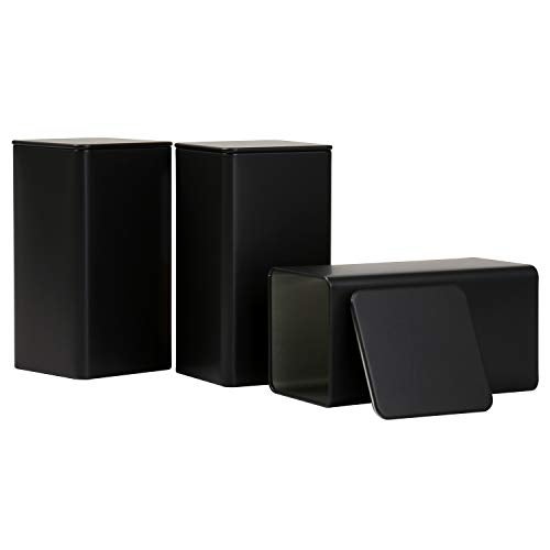 Tianhui Square Tin Can Empty Cube Steel Box Storage Container kit 65mm Series for Treats, Gifts, Favors, Loose Tea, Coffee and Crafts, Black, 3L - Image 1