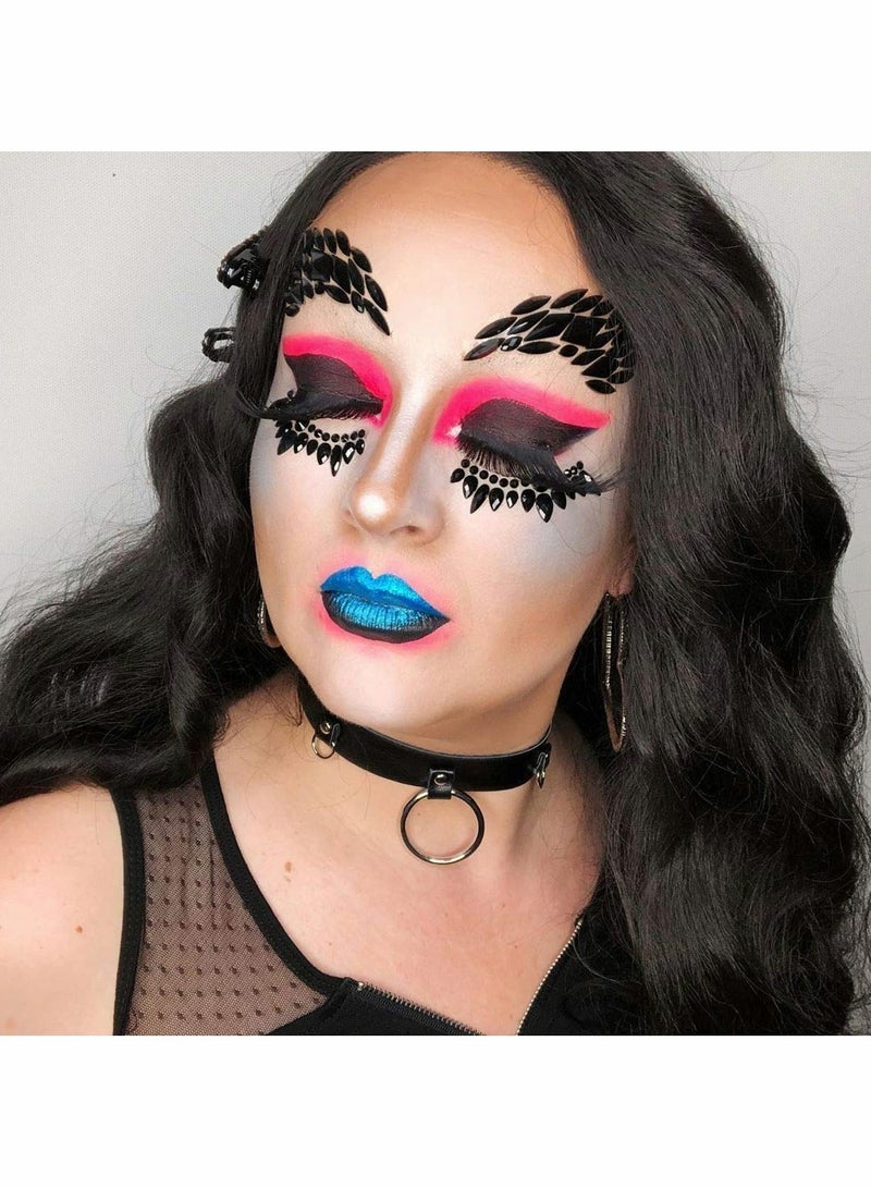 Excefore Black Face Jewels Tattoo Eye Sticker Makeup Festival Body Sticker Black Gems Holidays Decor Temporary Tattoo For Skin DIY Crafts and Nail Art Decorations - Image 2