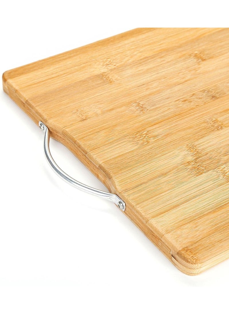 Lukadah Wood Cutting Board for Kitchen - Reversible Bamboo Cutting Board, Bamboo Cutting Boards for Kitchen, Extra Large Wood Cutting Board with Deep Juice Groove and Handle Heavy Duty Chopping board | 34cm x 24cm  - Image 3