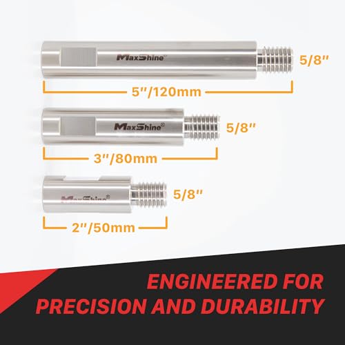 Maxshine Universal Stainless Steel Rotary Extension Shaft Set - 2in, 3in, 5in, Fits 5/8” Backing Plate - 3 Pieces Rotary Polisher Extender for Car Polishing & Angle Grinder -Rotary Polisher Accessory - Image 2