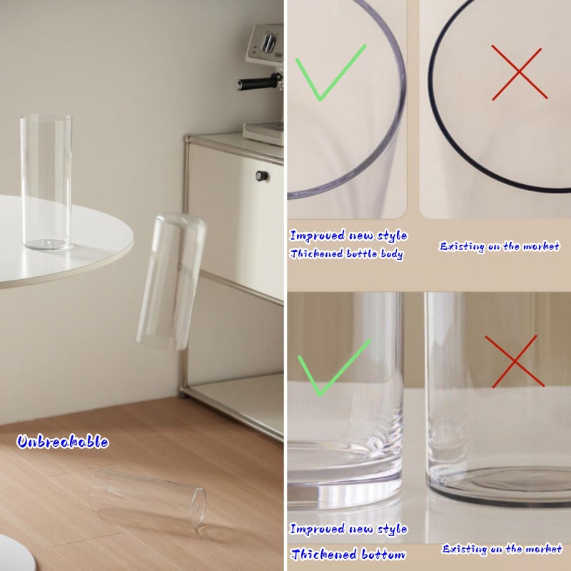 Liotww Acrylic Cylinder Plastic Vase for Centerpiece, Unbreakable Hurricane Tall Large Plastic Vases for Proposals Wedding, Hydroponic Decor Base Set of 2 with DIY Stickers(D 4" + D 4.8" X H 12" Clear) - Image 4