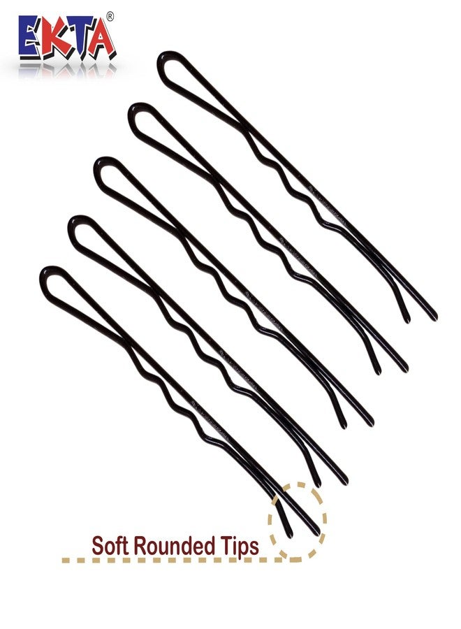 EKTA PREMIUM BOB PINS for Women & Girls - Strong Hold Black Hair Pins with Soft Rounded Tips & Wavy Design - 250 Pcs Hair Accessories for Professional & Everyday Styling (BIG) - Image 3
