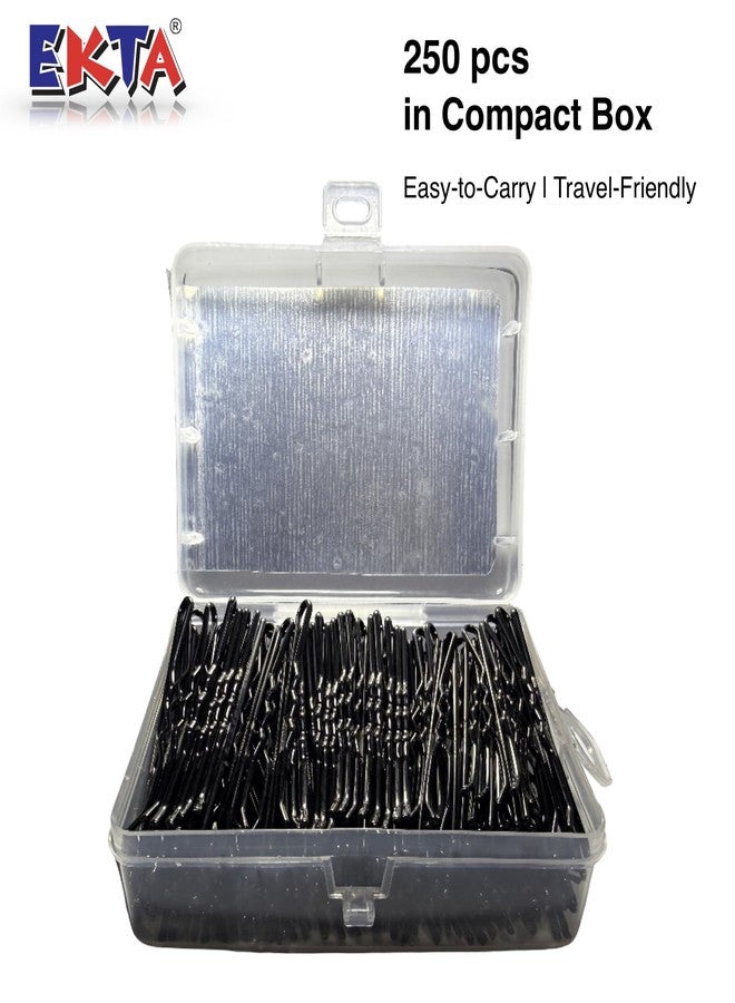 EKTA PREMIUM BOB PINS for Women & Girls - Strong Hold Black Hair Pins with Soft Rounded Tips & Wavy Design - 250 Pcs Hair Accessories for Professional & Everyday Styling (BIG) - Image 2