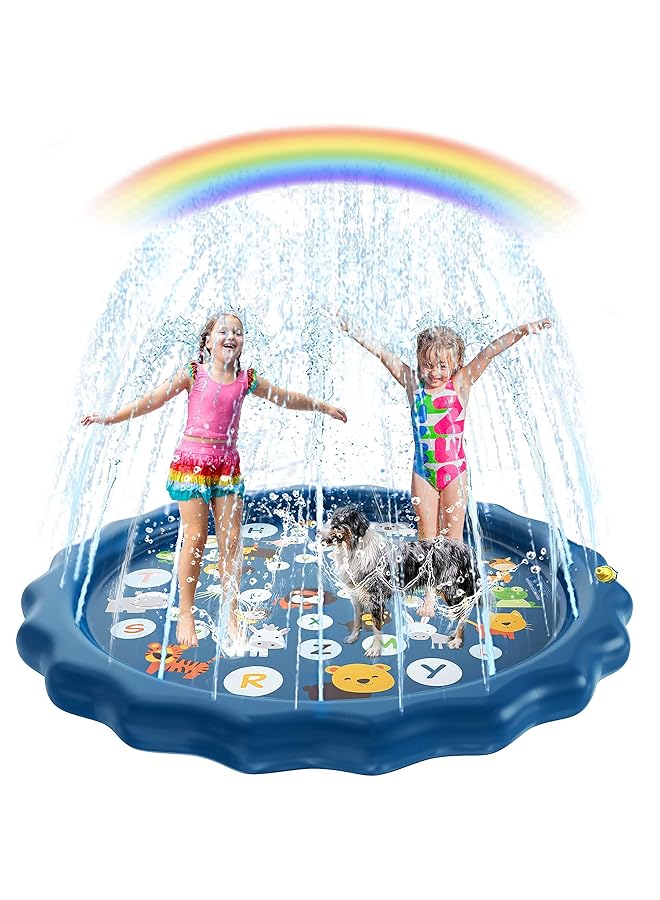 KASTWAVE Splash Pad For Toddlers Sprinkler For Kids Water Party Spray Play Mat Baby Wading Pool For Learning Toy Water Pad “From A To Z” Outdoor Swimming Pool For Babies And Toddlers - Image 1