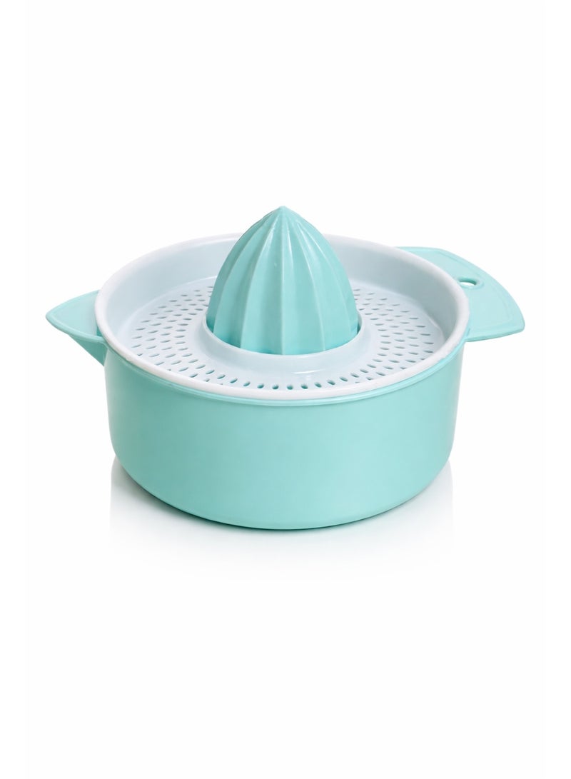 عصارة برتقال وليمون وفواكه حمضية يدوية بلاستيك مع وعاء ومصفاة بفتحة صب ومقبض - أخضر نعناعي (تيركواز) - Image 1