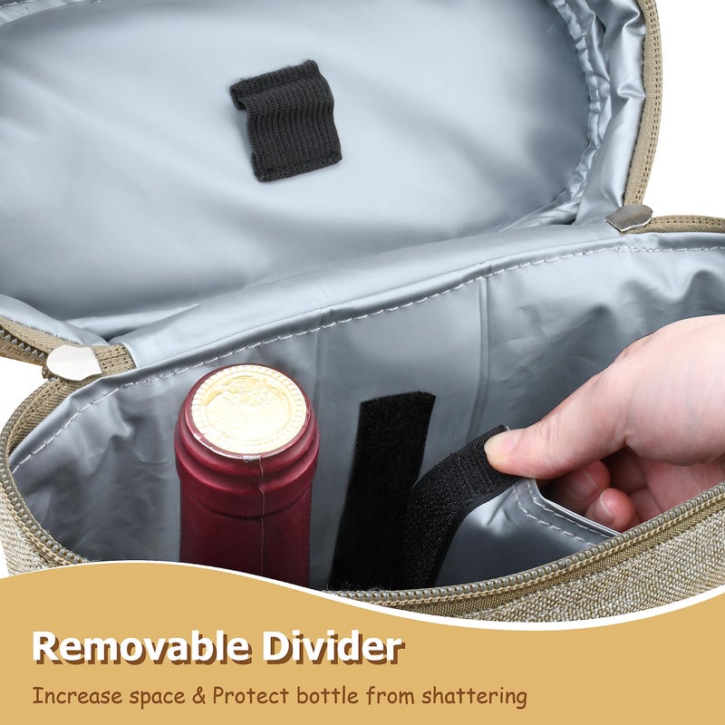 Tirrinia 2 Bottle Wine Gift Tote Carrier - Leakproof & Insulated Padded Versatile Wine Cooler Bag for Travel, BYOB Restaurant, Wine Tasting, Party, Dinner,Gift for Wine Lovers,Grey - Image 5