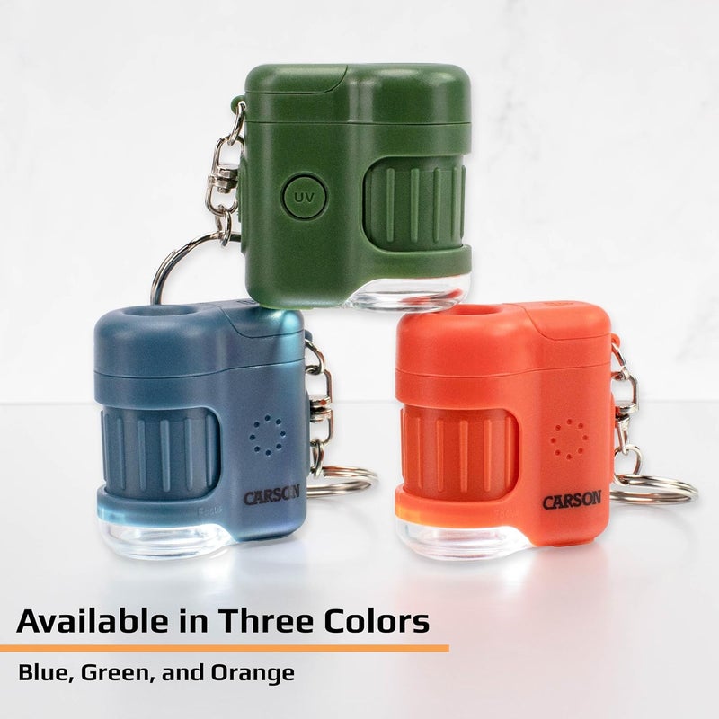 Carson MicroMini 20x LED Lighted Pocket Microscope with Built-in UV and LED Flashlight, Green (MM-280G), Large - Image 3