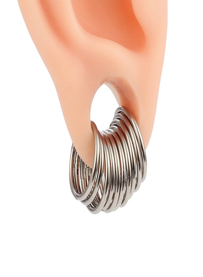 Earblity 10 PCS 8mm Stainless Steel Ring Stacks Segment Hoop Ear Cartilage Tragus Helix Lip Twist Piercing Nose Ring Septum Clickers Body Jewelry, 1.2*8mm 10 PCS, Metal, no gemstone - Image 1