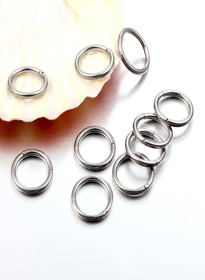 Earblity 10 PCS 8mm Stainless Steel Ring Stacks Segment Hoop Ear Cartilage Tragus Helix Lip Twist Piercing Nose Ring Septum Clickers Body Jewelry, 1.2*8mm 10 PCS, Metal, no gemstone - Image 5