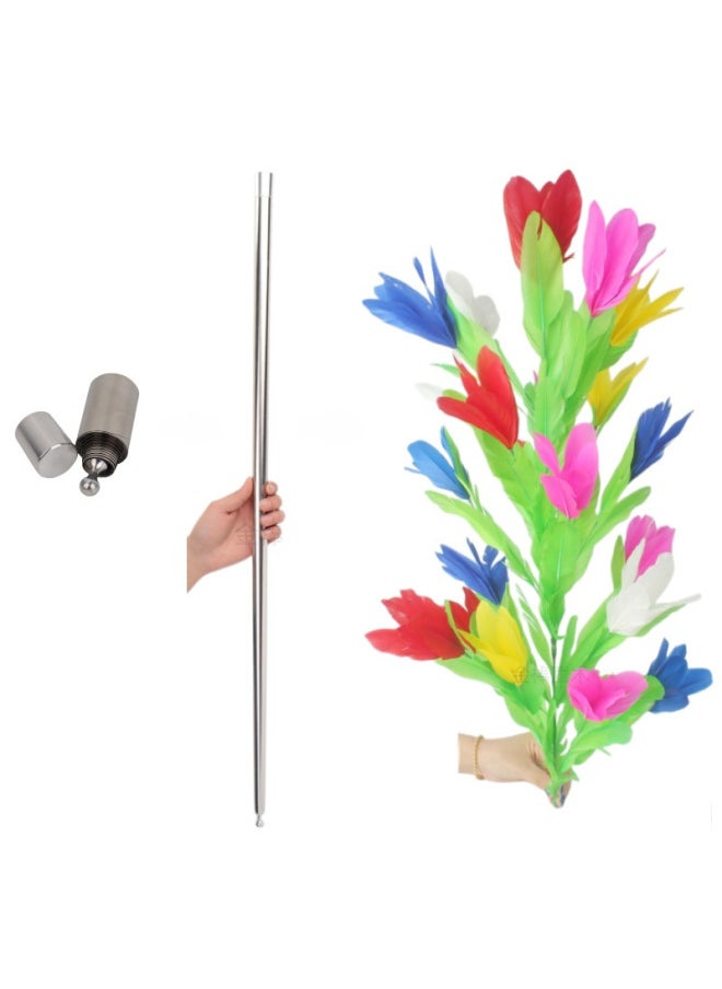 Generic - Shrink Bar Variable Flower Steel Shrink Bar Three Feather Flower Color Bouquet Metal Telescopic Stage Magic Props-Color:1 Steel Shrink Rod (flower Purchased Separately) - Image 1
