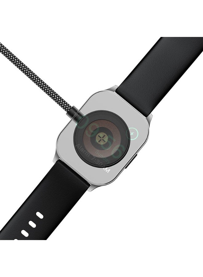 ACEFAST Charging Data Cable C6-11, 3-in-1, Fast Charging 100W, 5W Wireless Watch Charger, 1.2m Durable Nylon Braided Cable - Black - Image 3