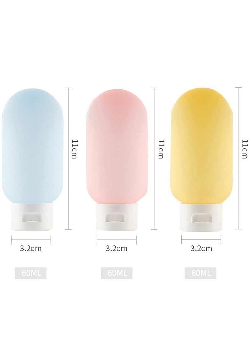 Barakah مجموعة زجاجات السفر، زجاجات الشامبو والبلسم للسفر، حاويات بحجم السفر مقاومة للتسرب للمواد التجميلية، ملحقات سفر بلاستيكية قابلة للضغط 2 أونصة للشامبو والبلسم وكريم الجسم وغسول الجسم 3 قطع - Image 5