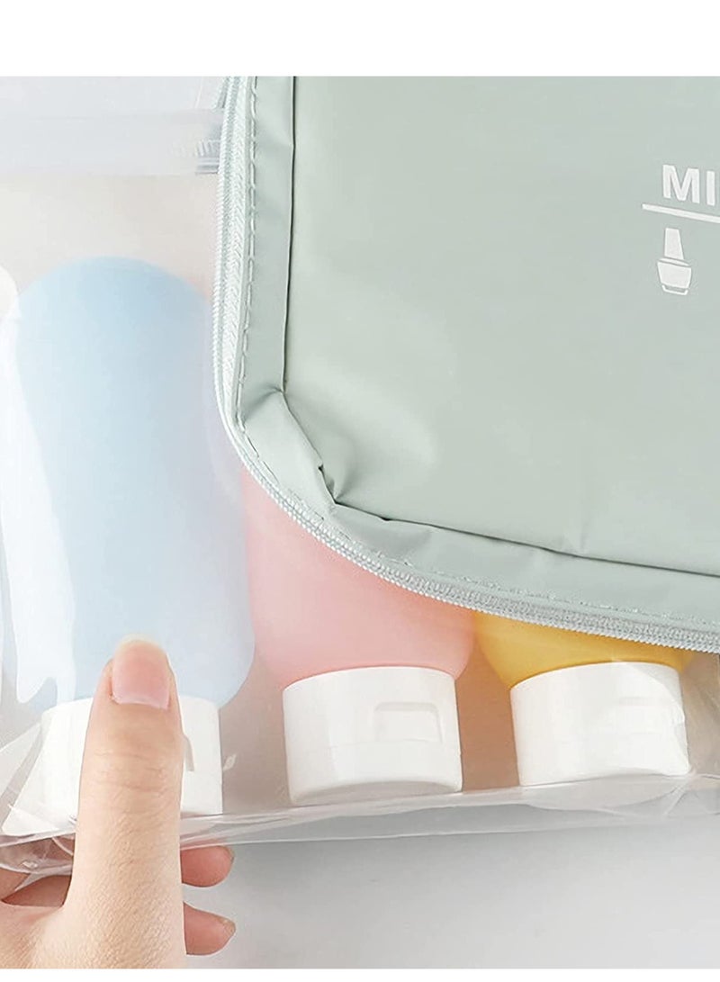 Barakah مجموعة زجاجات السفر، زجاجات الشامبو والبلسم للسفر، حاويات بحجم السفر مقاومة للتسرب للمواد التجميلية، ملحقات سفر بلاستيكية قابلة للضغط 2 أونصة للشامبو والبلسم وكريم الجسم وغسول الجسم 3 قطع - Image 3