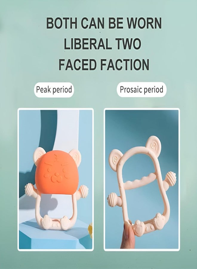 RUKAN Silicone Baby Teether 0-6 Months Soft, Anti Drop Teethers Baby Chew Toys, Helps Biting Skills Development BPA Free Safe Teether for Infants Tiger (Orange) - Image 2