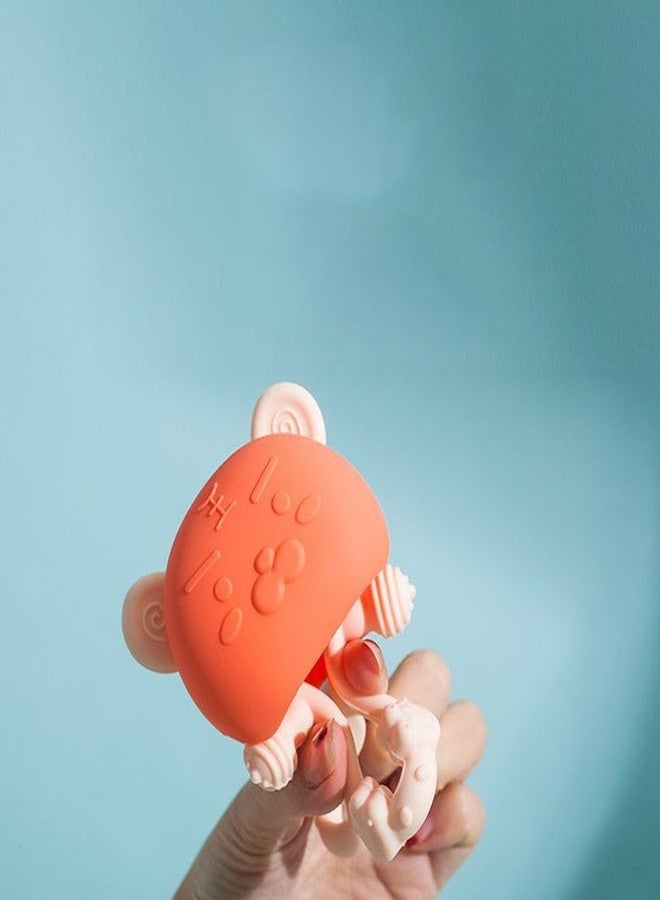 RUKAN Silicone Baby Teether 0-6 Months Soft, Anti Drop Teethers Baby Chew Toys, Helps Biting Skills Development BPA Free Safe Teether for Infants Tiger (Orange) - Image 3