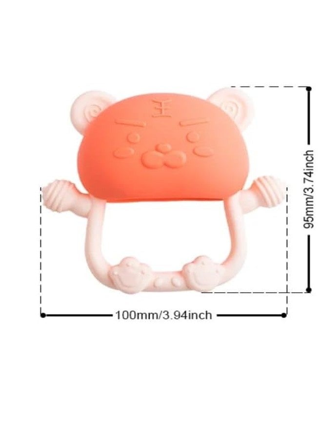 RUKAN Silicone Baby Teether 0-6 Months Soft, Anti Drop Teethers Baby Chew Toys, Helps Biting Skills Development BPA Free Safe Teether for Infants Tiger (Orange) - Image 5