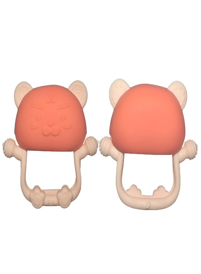 RUKAN Silicone Baby Teether 0-6 Months Soft, Anti Drop Teethers Baby Chew Toys, Helps Biting Skills Development BPA Free Safe Teether for Infants Tiger (Orange) - Image 1