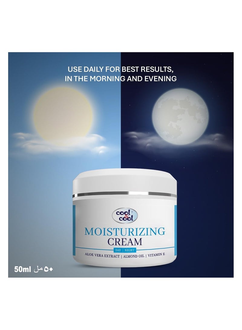 Cool & Cool Moisturizing Cream 50ML  Aloe Vera Extract  Almond Oil Vitamin E Hydrating Day and Night Cream for All Skin Types - Image 3