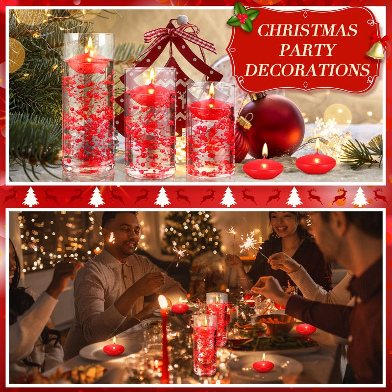 Fumete 40 Pcs Valentine's Day Red Floating Candles with Pearl Strings, Small Unscented Floating Wedding Candles Centerpieces for Table Decor, Anniversary Engagement Romantic Dinner Birthday Home Decor - Image 5