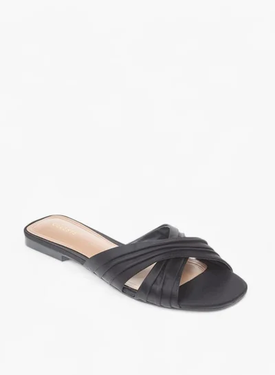 سيليست Womens Textured Cross Strap Slip-On Sandals