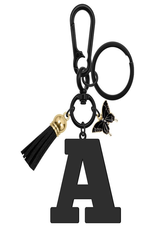 دابيهو سلسلة مفاتيح بحرف البداية، سلسلة مفاتيح بحرف AZ مع شرابة فراشة، حلقات مفاتيح معدنية للأبجدية للحقائب اليدوية وحقائب الظهر، سلسلة مفاتيح مبتكرة للنساء والفتيات والأصدقاء والأخوات، هدايا عيد الميلاد (A) - Image 1
