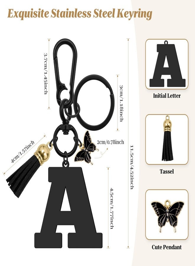 دابيهو سلسلة مفاتيح بحرف البداية، سلسلة مفاتيح بحرف AZ مع شرابة فراشة، حلقات مفاتيح معدنية للأبجدية للحقائب اليدوية وحقائب الظهر، سلسلة مفاتيح مبتكرة للنساء والفتيات والأصدقاء والأخوات، هدايا عيد الميلاد (A) - Image 3