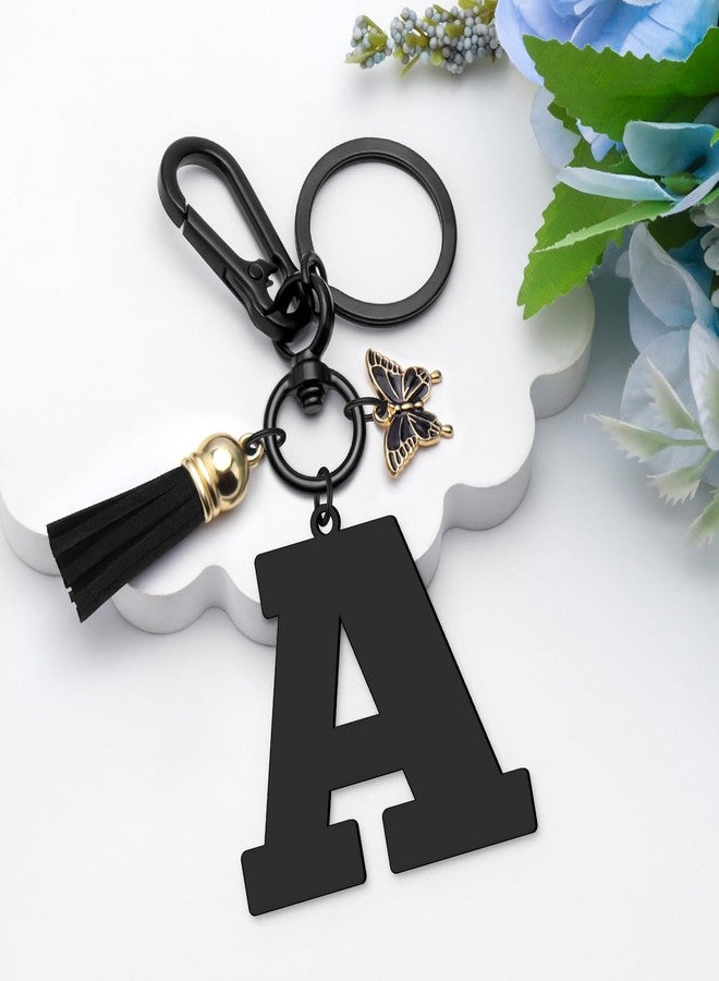 دابيهو سلسلة مفاتيح بحرف البداية، سلسلة مفاتيح بحرف AZ مع شرابة فراشة، حلقات مفاتيح معدنية للأبجدية للحقائب اليدوية وحقائب الظهر، سلسلة مفاتيح مبتكرة للنساء والفتيات والأصدقاء والأخوات، هدايا عيد الميلاد (A) - Image 2